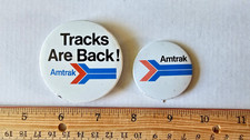 2 Vintage Amtrak Railroad Souvenir Button Pin Train Memorabilia 1.5" & 2.25"