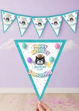 Personalised Jelly Cat  Theme Birthday  Party Banner Decoration - 8 Triangles