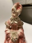Pink White Ceramic Woman Figural Floral Glossy Mid-Century Planter C4 — photo 2