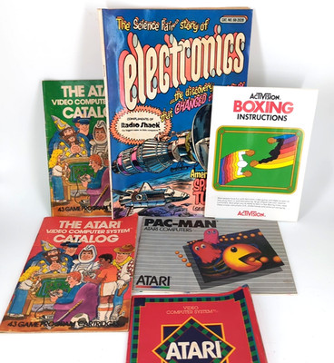 Vintage Atari Catalogs & Manual Lot Of 5 & Radio Shack Comic Book