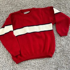 Vintage Bugle boy Red White Stripe Crew Neck Sweater Top Size M