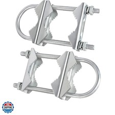 Double Antenna Mast Clamp V Jaw Block with U Bolts, Heavy Duty Mast to Mast M...