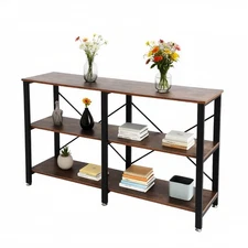 Industrial Console Table 55 Inch, Sofa Table with 3-Tier Storage Shelves