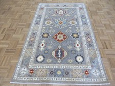 3'11 x 6'4 Hand Knotted Gray Geometric Peshawar Oriental Rug G16520