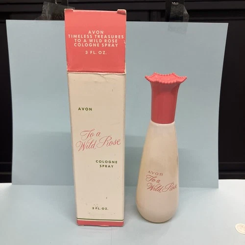 Vintage AVON ‘To A Wild Rose’ 3 oz Cologne 1992 White Milk Glass Decanter As Is*