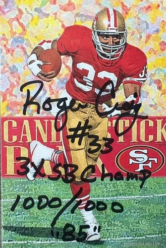 ROGER CRAIG SIGNED 4x6 CUSTOM GOAL LINE ART CARD~FOOTBALL HALL OF FAME AUTO~49er