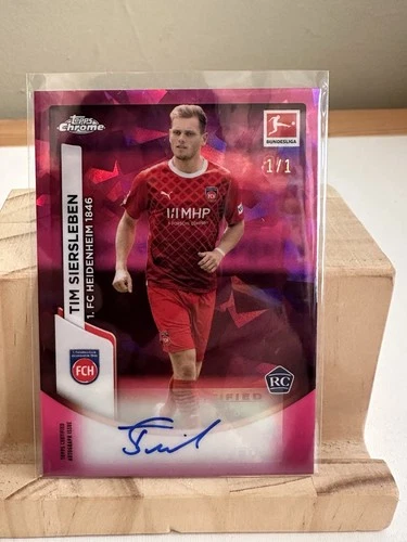 2023-24 Topps Chrome Sapphire Bundesliga Tim Siersleben Auto 1/1 Padparadscha