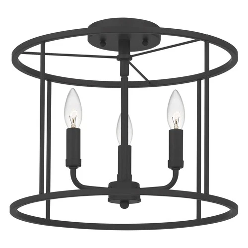 Quoizel Abner 14" Wide Matte Black 3-Light Ceiling Light - Picture 4 of 7