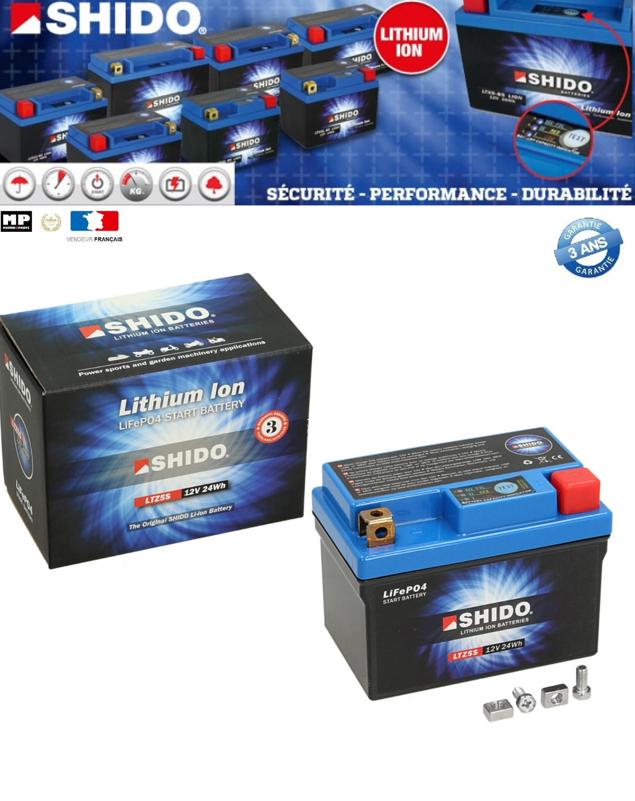 Batterie Shido LTZ5S Lithium pour Résoudre les Problèmes de Démarrage