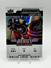 22/23 CREDENTIALS JAKE CHRISTIANSEN #114 DEBUT TICKET ACCESS /999 columbus
