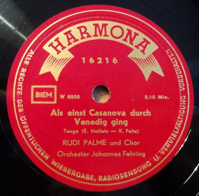 Rudi Palme - Als einst Casanova... - In Italien... - Harmona - /10'' 78 RPM