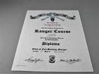 United States Army Ranger Course School Diploma Replacement Certificate