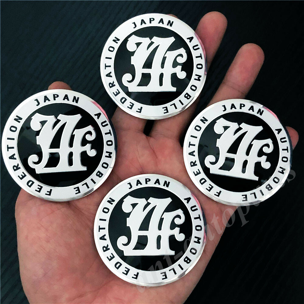 4x 56mm Black JAF Japan JDM Wheel Center Hub Cap Badge Emblem Decal