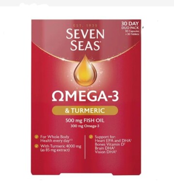 Seven Seas Omega-3 & Turmeric - 30 Day Duo Pack - New BB Date 07