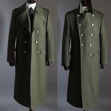 Army Green Winter Men's Military Wool Long Jackets Warm Outdoor Wear Overcoats