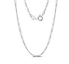 Echt Silber 925 Figaro Kette. 45 cm. Top Qualität. Geschenk. Damen Herren 