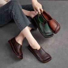 Women Loafers Spring Leather Comfort Flat Mother Shoes Slip-On Fashion Footwear