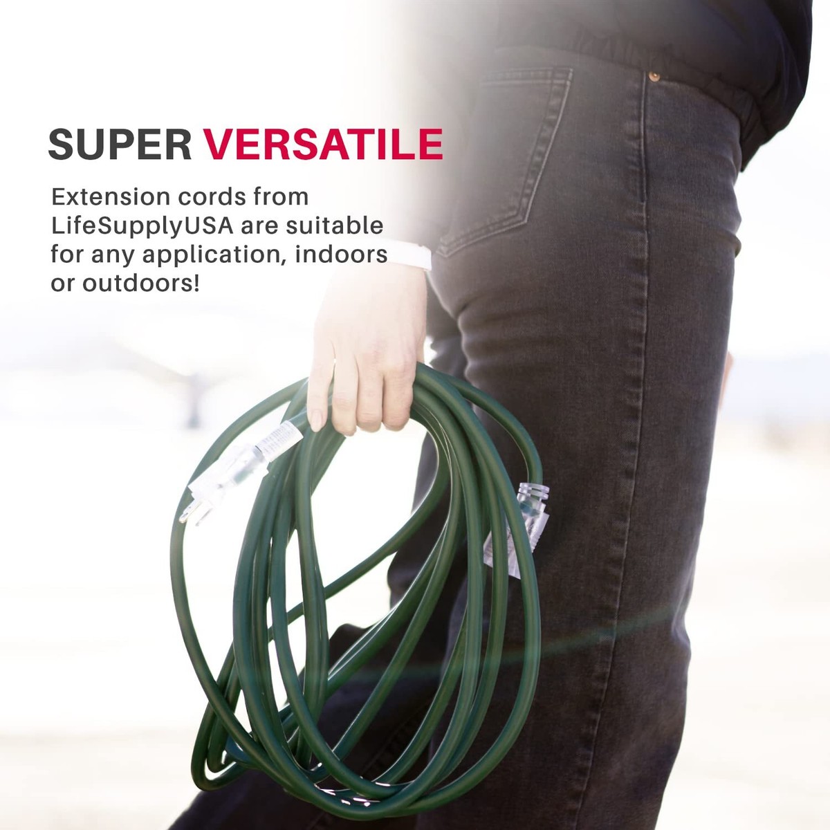 6FT Power Extension Cord Outdoor & Indoor - Waterproof Electric