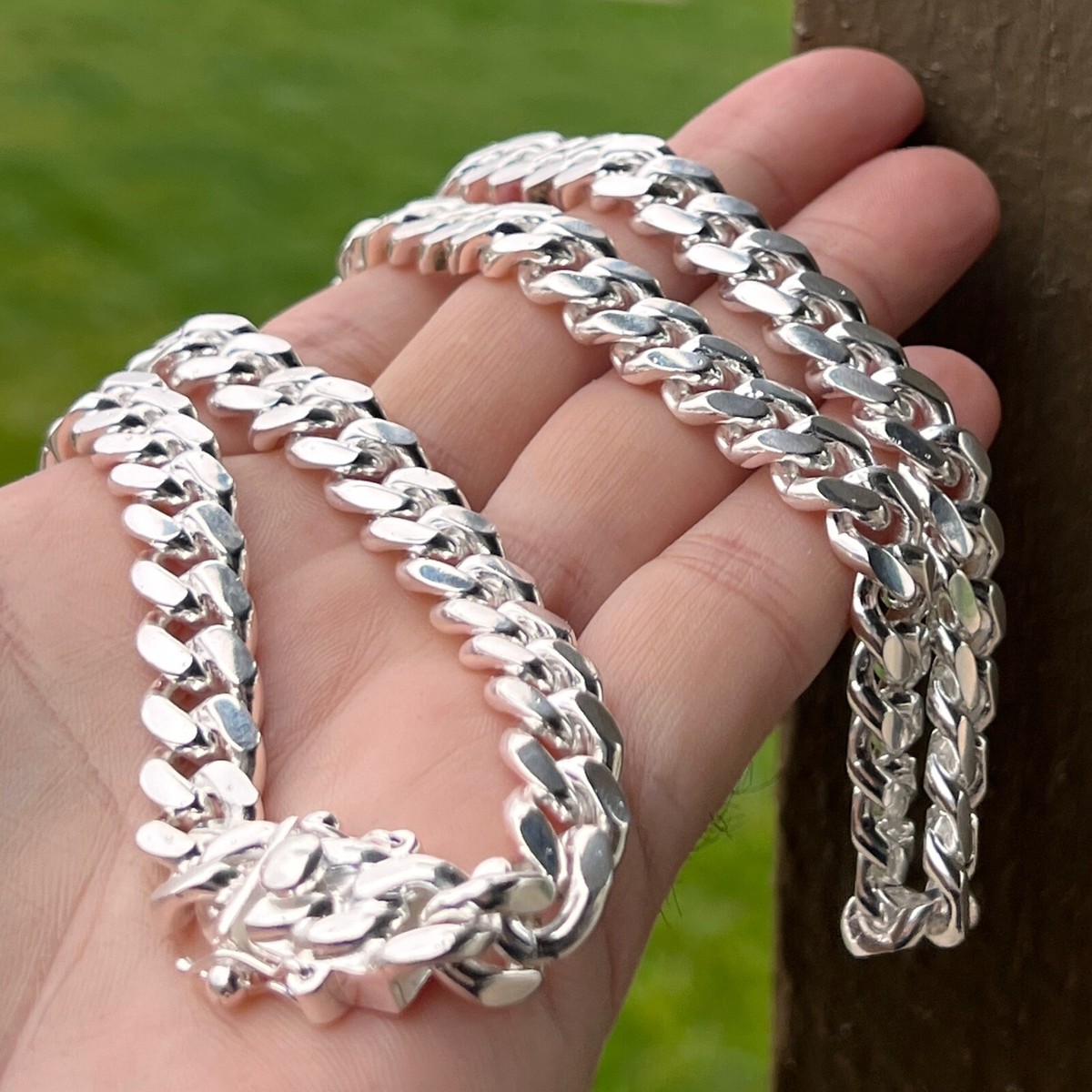 925 Sterling Silver Miami Cuban Link Chain Heavy Necklace Italy