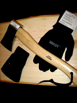 PRANDI 3.043C CLASSIC SATIN FORGED CARBON CAMPING HATCHET PLUS SHEATH AND GLOVES