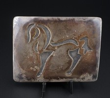 Artisan Handmade Sterling Silver Overlay Horse Equestrian Belt Buckle 2.5" M1792