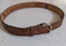 Vtg NOCONA Western Tooled Leather Embossed Belt Size 36