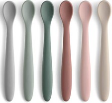 6-Piece Silicone Feeding Spoons for First Stage Baby and Infant, Soft-Tip Easy o