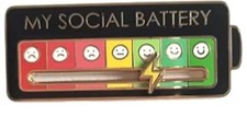 My Social Battery Interactive Pin Funny Badge Brooch