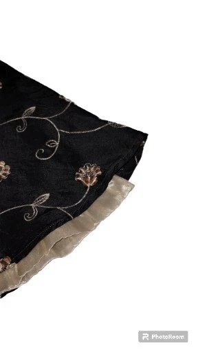 -225 Falda Línea A Bordada Flores Cierre Cremallera Para Niños Niñas Talla 10 Negra Foto 4 de 4