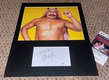THE IRON SHEIK SIGNED 3X5 INDEX CARD JSA 11X14 MAT 8X10 PHOTO AUTOGRAPH WWF WWE