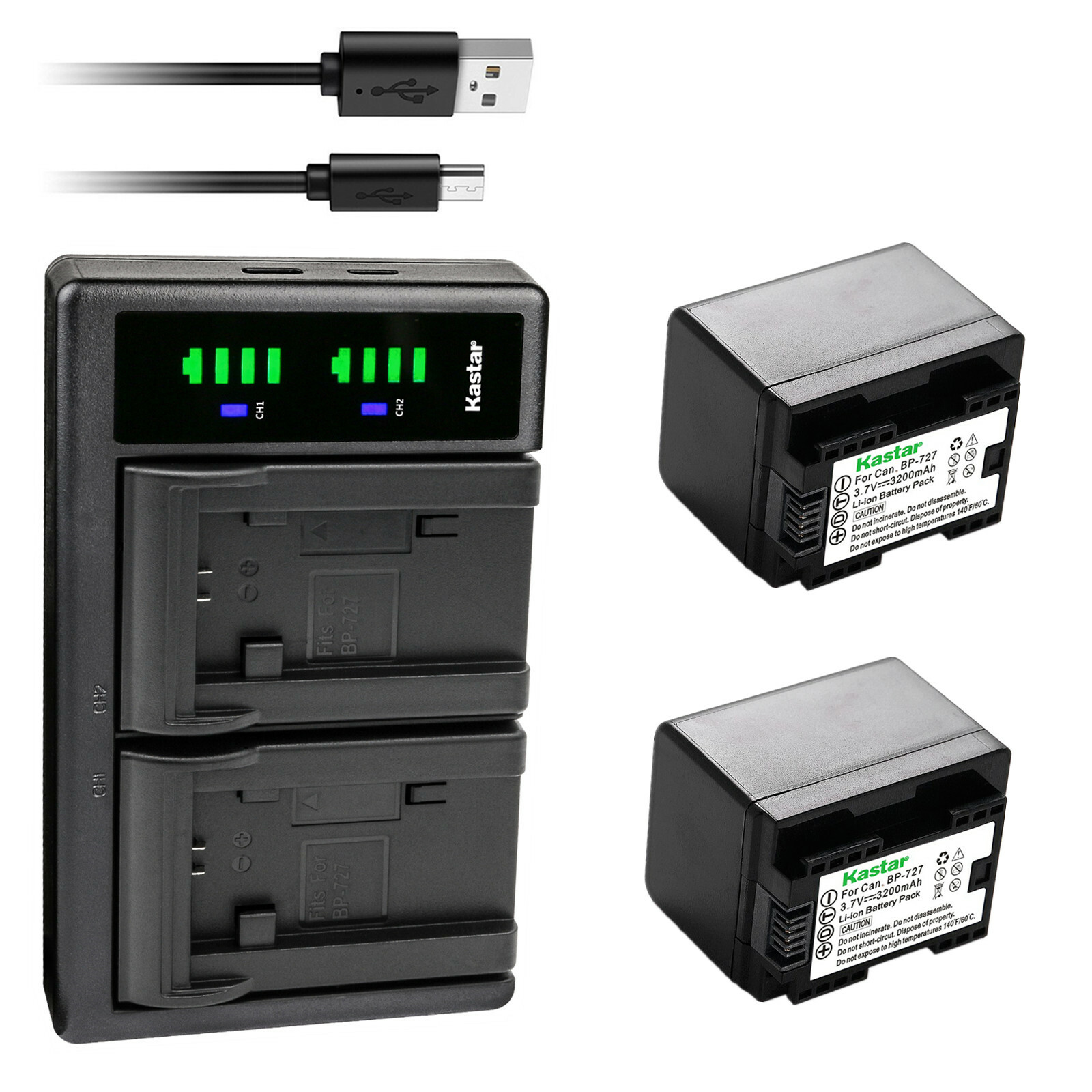 Kastar Battery LTD2 Charger for Canon BP-727 CG-700 Canon VIXIA HF R82 Camera