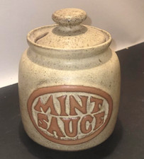 Vintage Tremar presingoll Studio Pottery Cornwall Lidded Mint Sauce Jar Pot