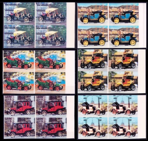 Umm al Qiwain 1972 MNH Blk, 3D Hologram Odd, Antique Classic Cars stamps