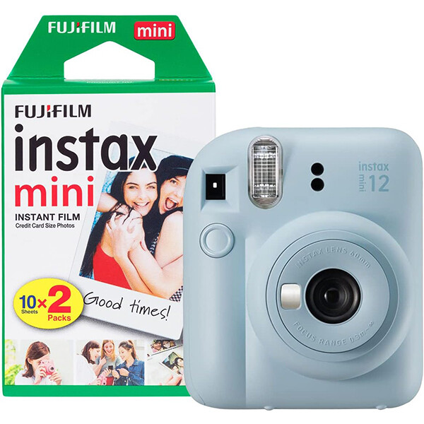 Fujifilm Instax Mini 12 Blue + 1 Pellicola da 20 foto, Fotocamera a stampa immed