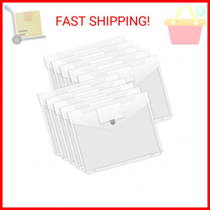 Forvencer Binder Pocket, 10 Pack Super Heavyweight Poly Binder Pocket with Hook