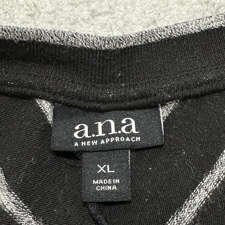 a.n.a. Vestido para mujer XL manga larga hombro frío línea A rayas negro gris Foto 3 de 4