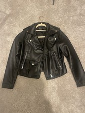 Zara Womens Leather Black Biker Jacket Small