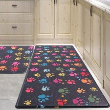 Kitchen Mats Floor 2 Piece Anti Fatigue Cushioned Paws Non Slip Set