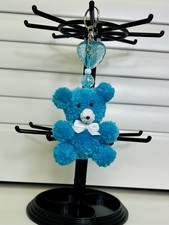 Plush Bear Keychain Set Blue Green Teal with Detachable Keyring Collectible