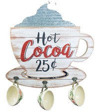 1950s Vintage Hot Chocolate Die Cut Diner Soda Fountain Sign - 19&rdquo; Tall , 17&rdquo; W