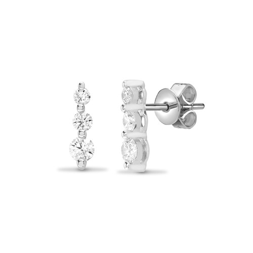 Boucles D'oreilles Diamants 0.68 Ct Or Blanc 18K - Création Pendante Jisha, Neuf Avec étiquettes