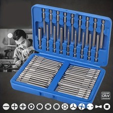 50Pcs Extra Long Security Bit Hex Torx Star Spline Flat Screwdriver Bit Set 75mm