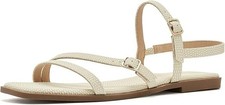 Journee Collection Women's Brianna Sandal Bone Lizard Sz 6 New