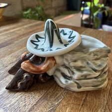 vintage Jersey Pottery ceramic vase or  Pot featuring a sleeping Mexican figure.