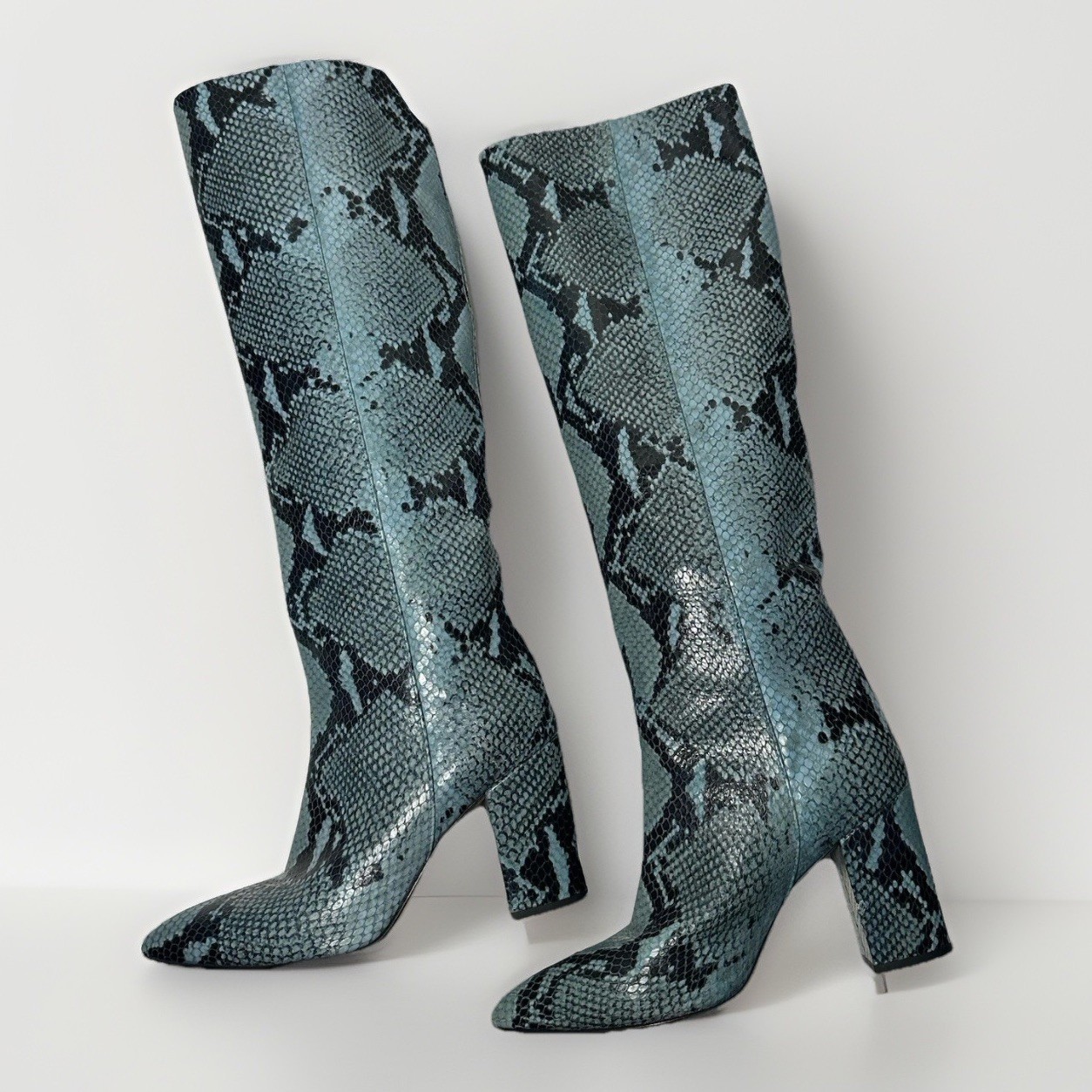 Paris Texas Knee High Boots Womens Sz 37 Blue Lea… - image 3