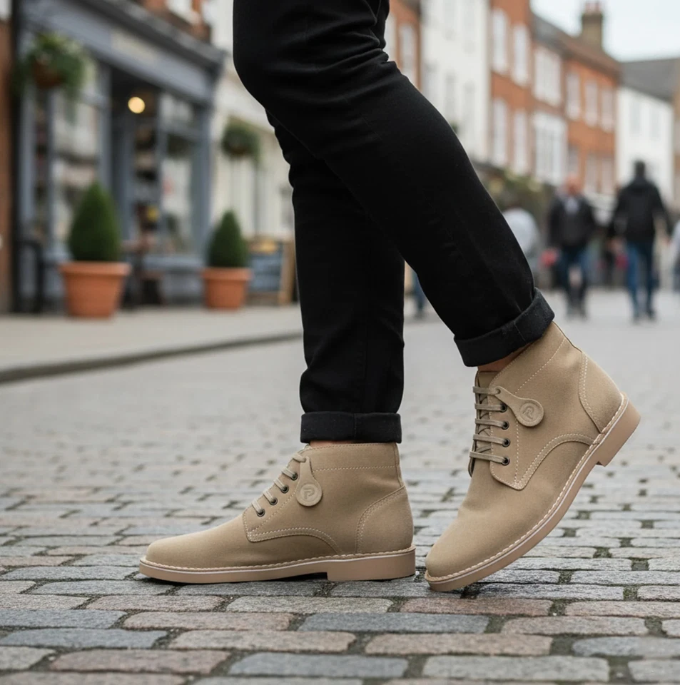 Popps RANGER Bottes Désert Homme Décontractées à Lacets Confort Daim - Photo 2/4