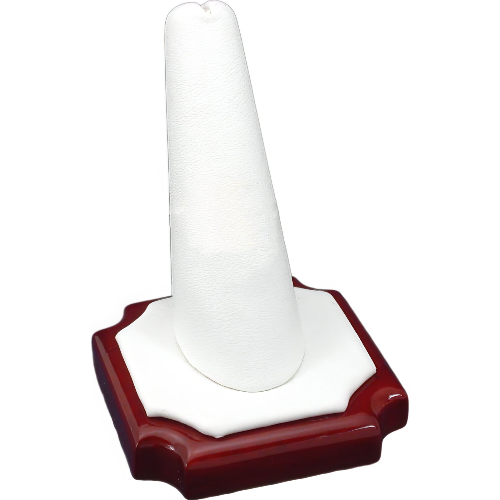 Ring Finger White Faux Leather Rosewood Showcase Display New 2" x 2 5/8"