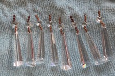 8 Hexagon Prisms 6 Sided 2 7/8" Long Chandelier Lighting Parts Crystal