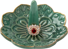 Ceramic Ring Holder Dish for Jewelry, Decorative Mandala Jewelry Tray for Rings