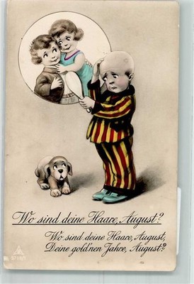 39738289 - Boy With Dog Looking In Mirror Sadly His Bald Head Den